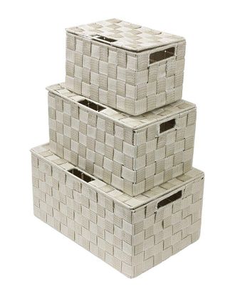 Sorbus Set Of 3 Weave Stackable Basket Set