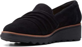Clarks Womens Sharon Villa Loafer, Black Suede, 5.5 UK