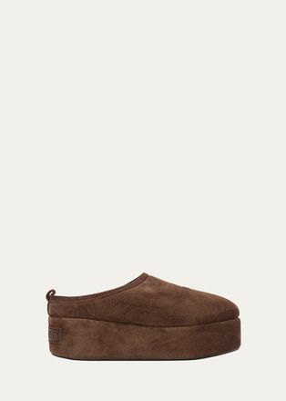 Balenciaga Alaska Suede Faux Shearling Mules