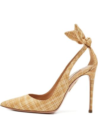 Aquazzura Bow Tie raffia pumps - Neutrals