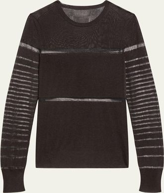 Helmut Lang Spaced Sheer Long-Sleeve Top