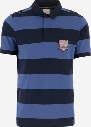 Emporio Armani Gestreiftes Baumwoll-Poloshirt mit Logo