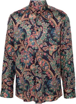 Etro Camicia a maniche lunghe con stampa Paisley - - Shirts - Uomo - Blu - S