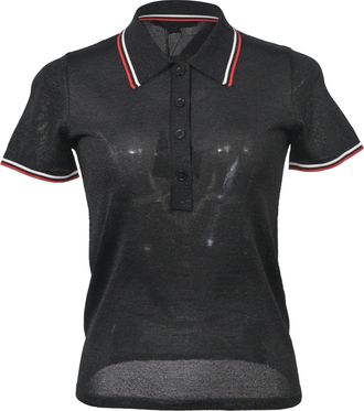 Alexander Wang Semi-Sheer Knit Polo Shirt in Black Viscose