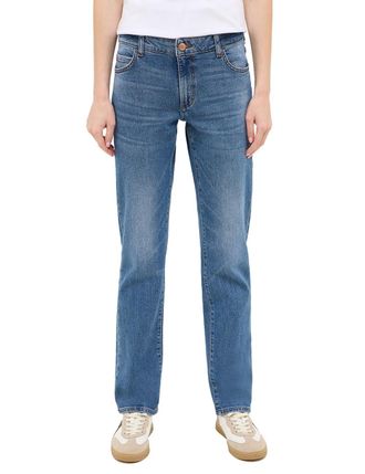 Mustang Straight-Jeans MUSTANG Damen Style Crosby Relaxed Straight, Damen, Gr. 27, L&auml;nge 34, blau (782 mittelblau), Denim/Jeans, 99% Baumwolle, 1% Elasthan, u