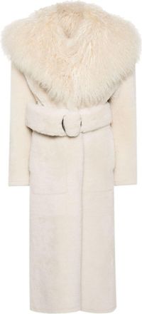 Jacquemus shearling fur maxi coat - women - Lamb Skin/Lamb Fur - 34 - White