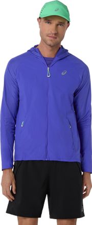 Asics Regenjacke ASICS ROAD PACKABLE JACKET, Herren, Gr. XXL, cobalt burst, illuminate gr&uuml;n, Softshell, Obermaterial: 100% Nylon, normal, hoch geschlossener