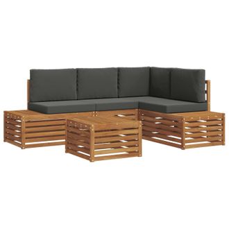 vidaXL Conjunto De Sof&aacute;s De Exterior Con Coj&iacute;n Natural Y Antracita Vidaxl