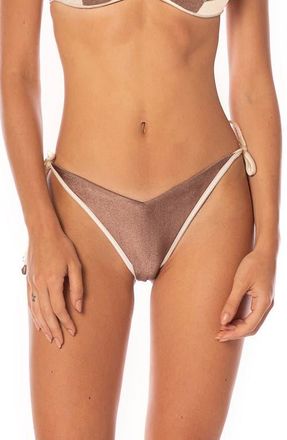Maaji Mocha Pearl Dreamscape Reversible Side Tie Bikini Bottoms in Light Pastel Brown at Nordstrom, Size Medium