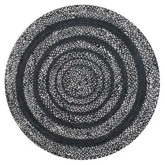 Jonathan Y Designs Abyss Braided Bohemian Coastal Round Jute Round Area Rug in Black/white at Nordstrom, Size 4Ft 0In X 4Ft 0In