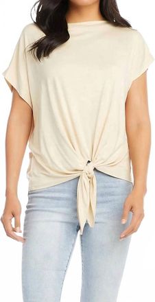 Karen Kane Beasley Boatneck Tie Front Top In Butter
