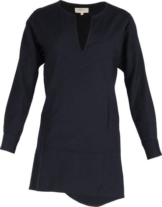 Isabel Marant Étoile Mini Long Sleeve Dress in Navy Blue Wool