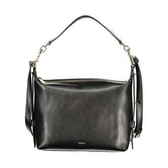 Furla Elegante leren handtas met goudkleurige accenten - Dames - Handtassen - Zwart - ONE Size - Leer - Tassen