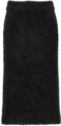 Balenciaga Womens Tweed Midi Skirt