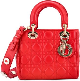 Dior My Lady Dior Bag Cannage Quilt Lambskin satchel - Rosso