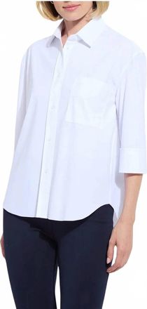 Lyss&eacute; Sophie 3/4 Sleeve Cropped Shirt In White