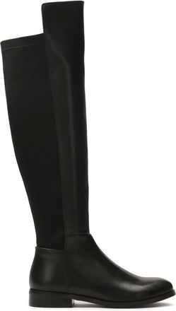 Kazar Schoenen, Dames, Zwart, 39 EU, Leer, Zwarte platte laarzen van leer en stof