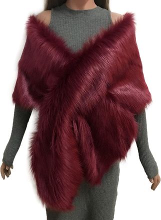 Generic White Shawls and Wraps for Women Elegant Wedding Shawl Winter Bridal Furry Cape Shawl Soft Plush Evening Shawls and Wraps for Dresses Christmas Party 