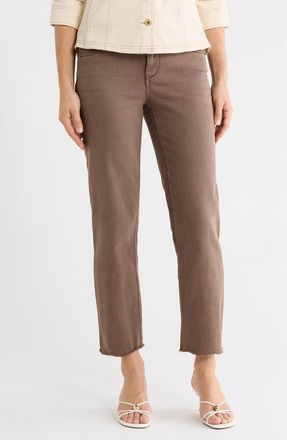 Democracy Absolution High Waist Fray Hem Straight Leg Jeans in Washed Mocha at Nordstrom Rack, Size 0