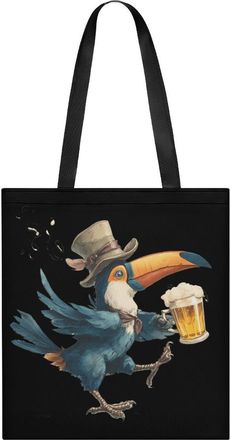 Generic Toucan Beer Drinking Bird Tote Bag for Women Men Shoulder Bags Purses Pouch Handbags
