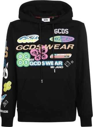 GCDS Logo Print Katoenen Hoodie - Heren - Hoodies - Zwart - S - Katoen - Hoodies & sweatvesten