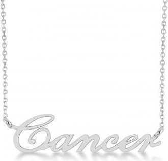 Allurez Cancer Zodiac Text Pendant Necklace 14k White Gold