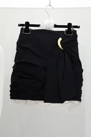 Celine Womens Mini Skirt Draped Black Viscose