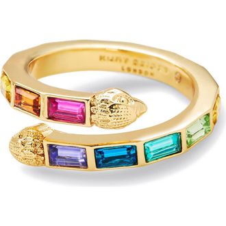 Kurt Geiger Baguette Crystal Bypass Band Ring in Gold/Multi at Nordstrom, Size 7