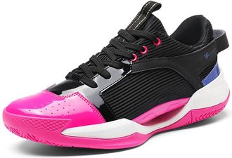 Generic Mens Basketball Shoes Sports Walking Casual Wear Resistant and Anti Slip Training Boots(Black Pink,6.5 UK)