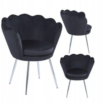 OEM Elegante Sill&oacute;n De Terciopelo Negro Con Patas Plateadas Tapizado Para Sala