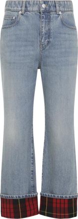 Alexander McQueen Lichtblauwe Katoenen Jeans - Dames - Bootcut Jeans - Blauw - W26 - Katoen - Jeans