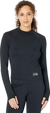 Mountain Hardwear Crater Laketm Long Sleeve Crop Womens Clothing Black : LG, Polyester/Elastane