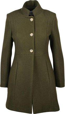 La Kore Green Fitted High-Collar Wool-Blend Coat