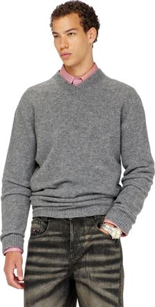 Diesel V-neck jumper in wrinkled boiled knit - Knitwear - Man - Grey