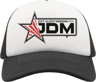 Generic Eat Sleep JDM Star Graphic Unisex Breathable Half Mesh Cap Hat Baseball Cap Sport Active Black