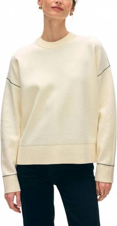 White + Warren Soft Cotton Crewneck Sweater In Cream