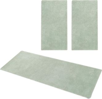 My Home Hochflor-Bettumrandung »Microfaser Teppich Magong, besonders weich, sehr feiner Flor« Höhe 25 mm 3 tlg. uni, einfarbiger Bettvorleger, Läufer-Set, Sch