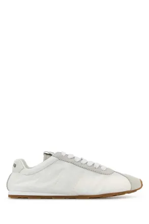 Miu Miu White Fabric And Suede Sneakers