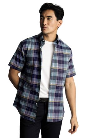 CHARLES TYRWHITT Non-Iron Stretch Poplin Slub Short Sleeve Shirt