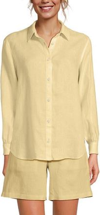 Lands End Linen Long Sleeve Feminine Shirt in Pale Sunbeam Yellow at Nordstrom, Size X-Large P