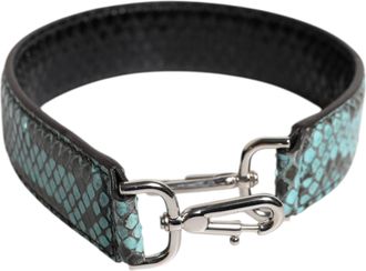 Dolce & Gabbana Womens Black Blue Exotic Leather Bag Shoulder Strap And Python