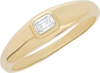 Lana Jewelry 14K Gold Curved Solo Emerald Cut Diamond Ring in 14K Yellow Gold at Nordstrom, Size 7