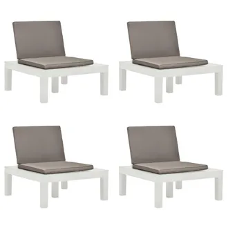 vidaXL Vidaxl - Sedie A Sdraio Da Giardino E Cuscini 4 Pz In Plastica Bianche