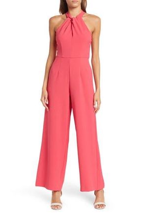 Julia Jordan Halter Neck Wide Leg Jumpsuit in Raspberry at Nordstrom Rack, Size 10
