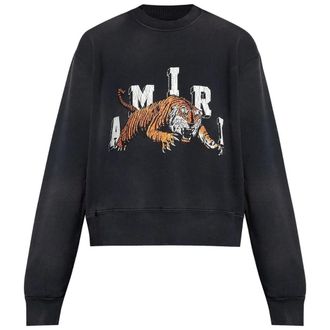Amiri Womens Vintage Tiger Black Sweatshirt Cotton - Size Medium
