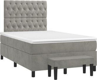 vidaXL Vidaxl - Cama Box Spring Con Colch&oacute;n Terciopelo Gris Claro 120x200 Cm