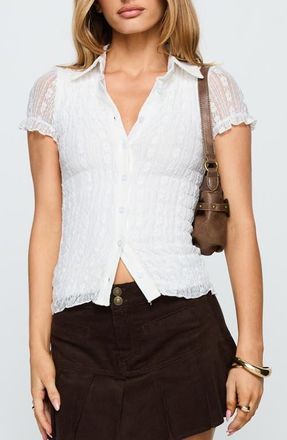 Princess Polly Melaniya Lace Button Up Top in White at Nordstrom, Size 4