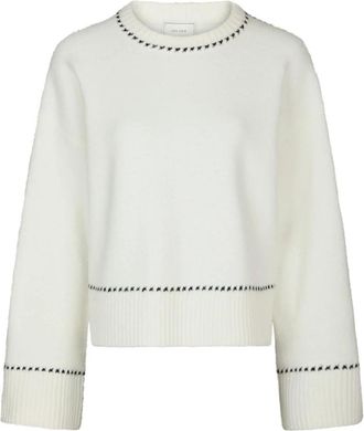 Neo Noir Off White Gebreide Blouse - Dames - Ronde hals truien - Wit - XL - Wol - Truien & Vesten