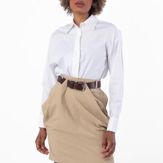 Loewe Womens Draped Cotton Shirt, Brand Size 34 ( US Size 2 )
