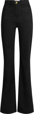 Elisabetta Franchi Jeans, Dames, Zwart, W26, Katoen, Bell-bottom Jeans met Kleine Zakken